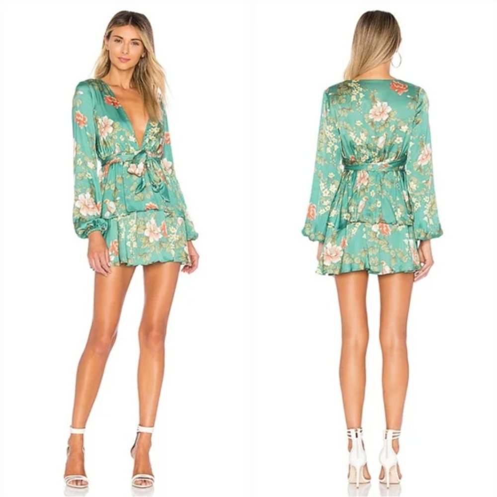 Majorelle Berkshire Dress in Bellbird Green Print sz S